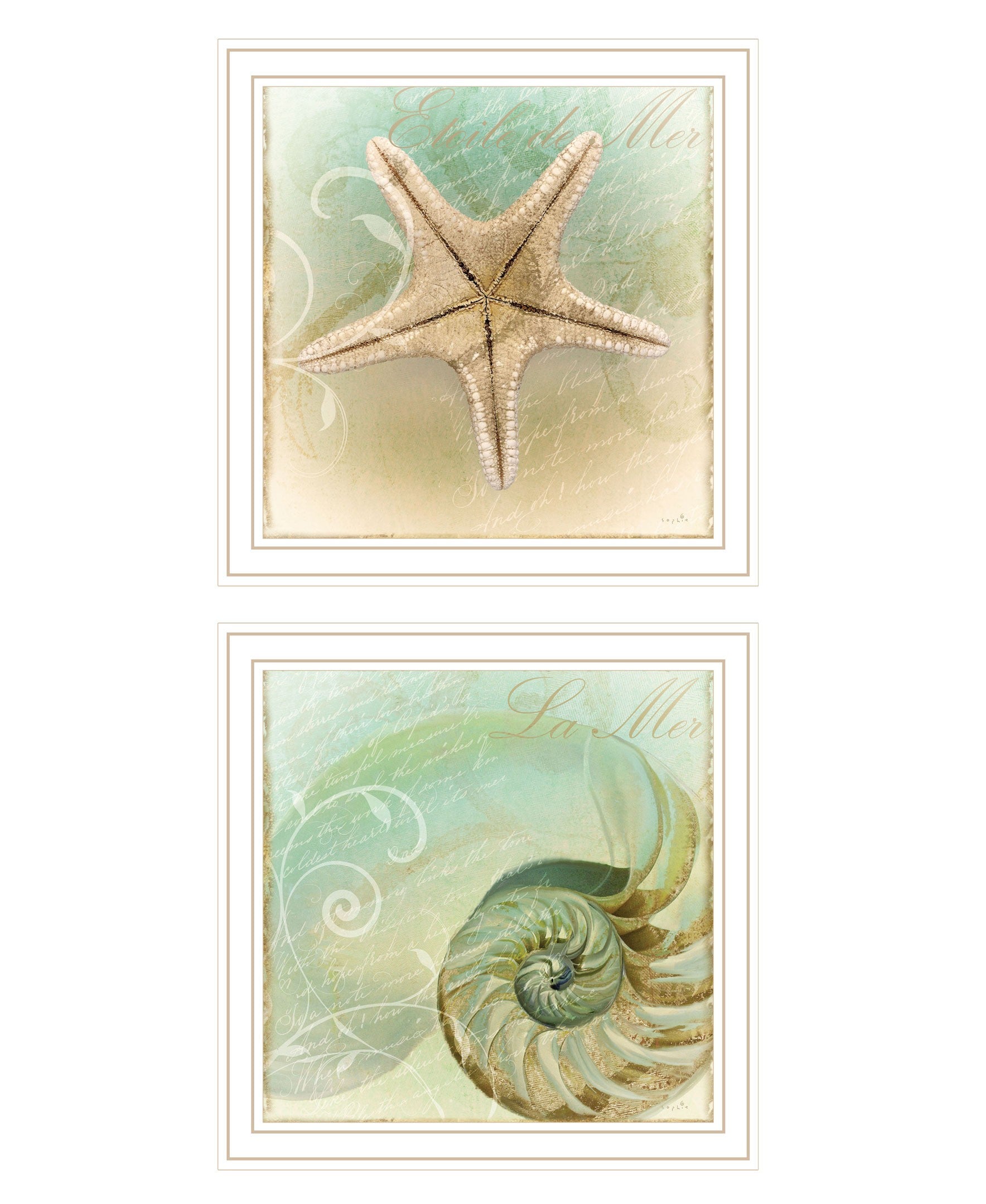 Set Of Two The Sea I and Sea II 2 White Framed Print Wall Art-1