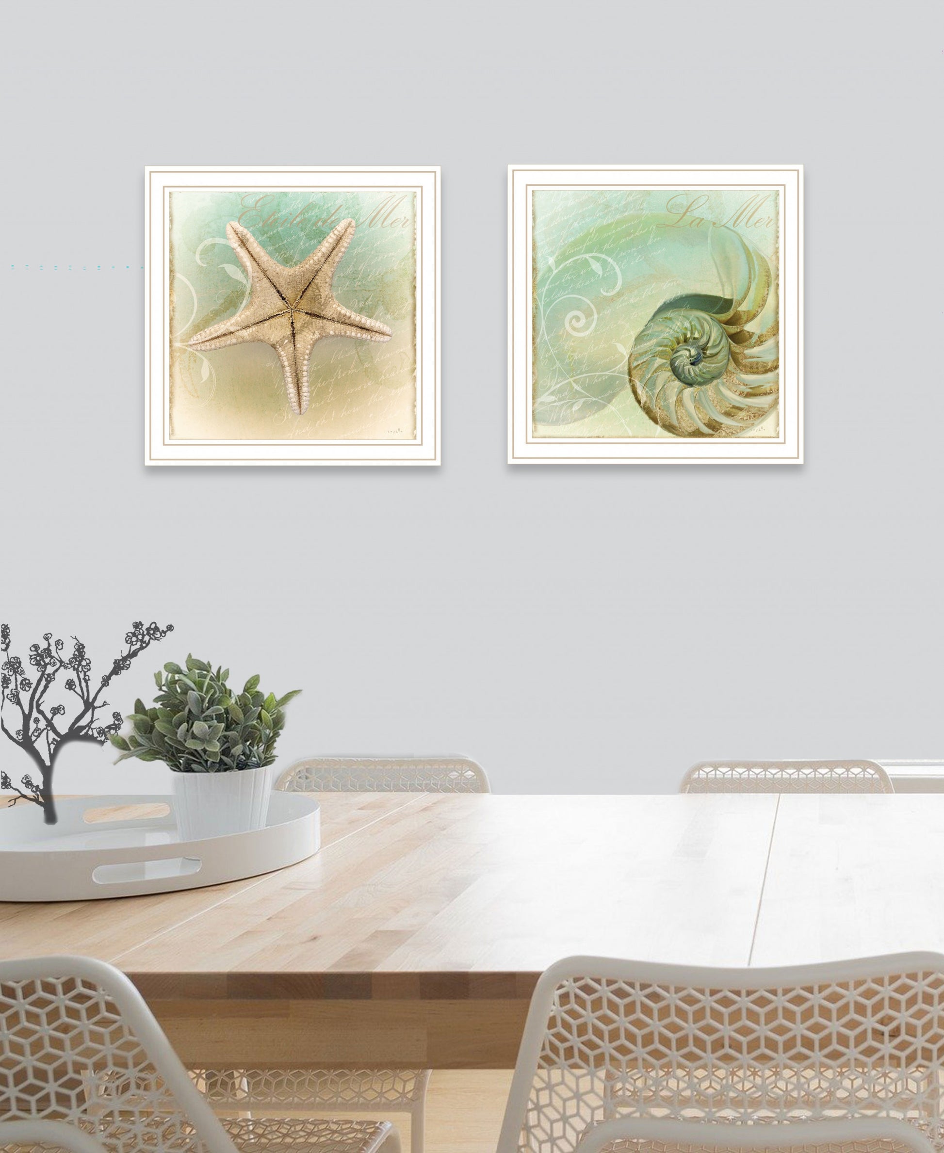 Set Of Two The Sea I and Sea II 2 White Framed Print Wall Art-2