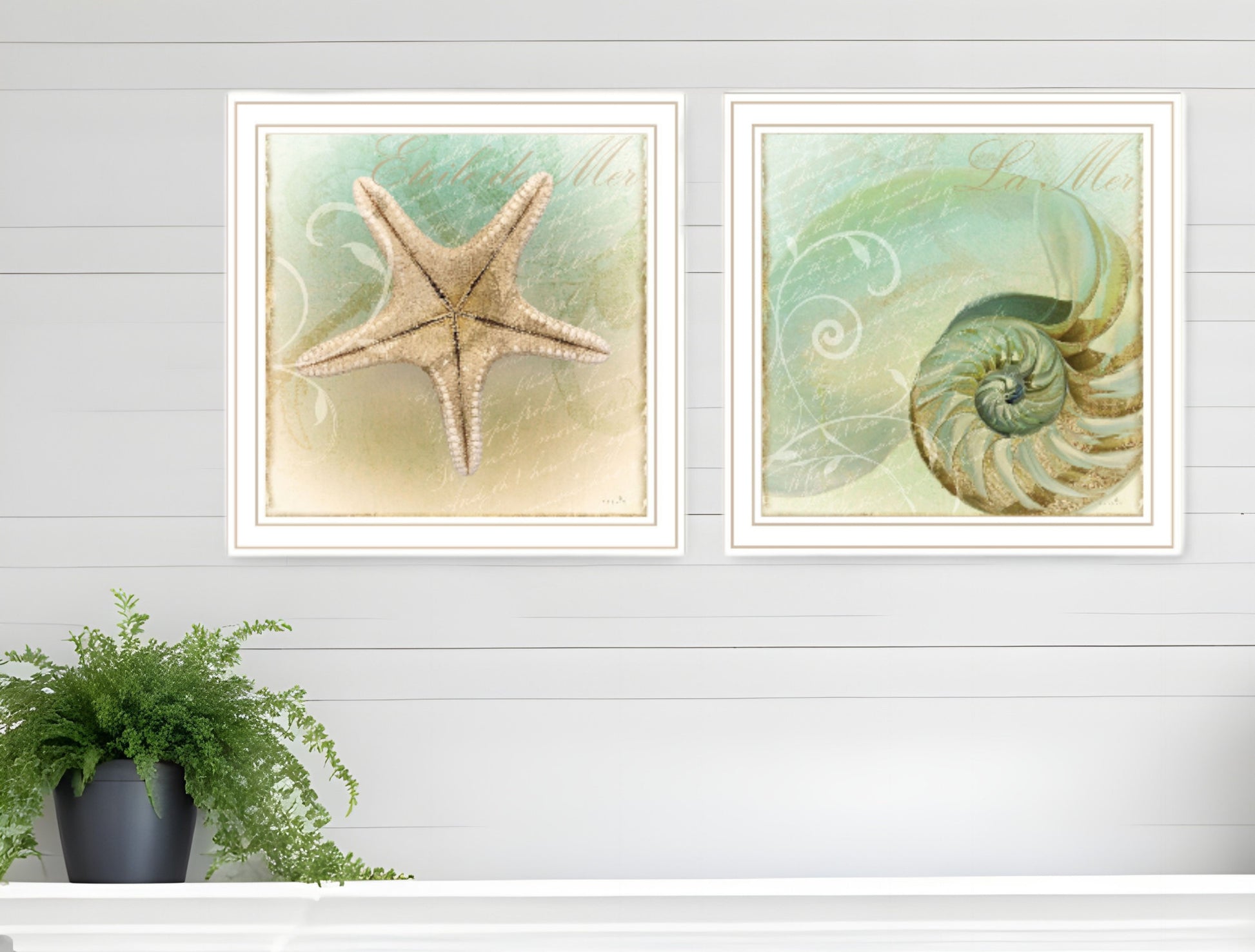Set Of Two The Sea I and Sea II 2 White Framed Print Wall Art-0