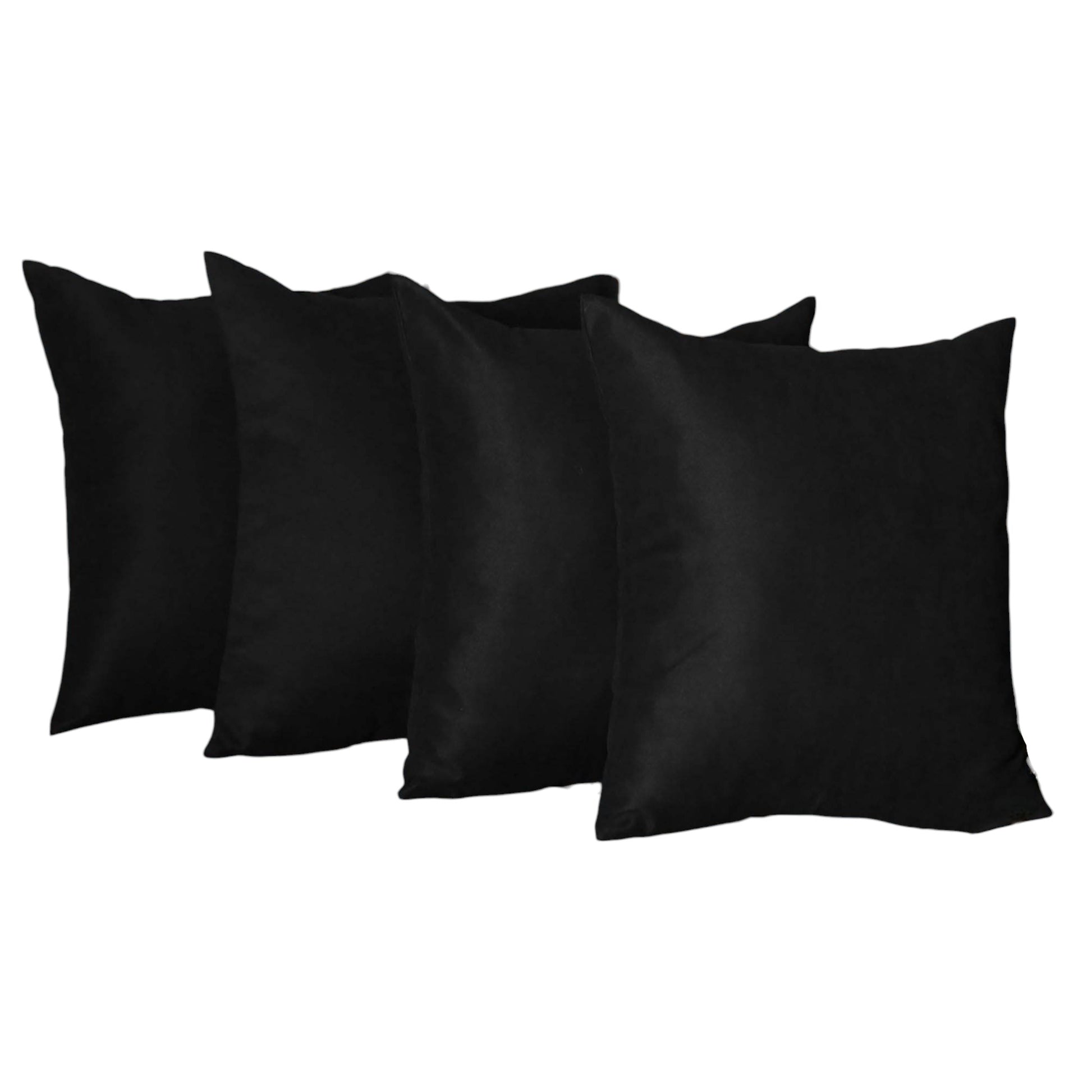 Set of Four 20" Black Fabric Throw Pillow Covers-2
