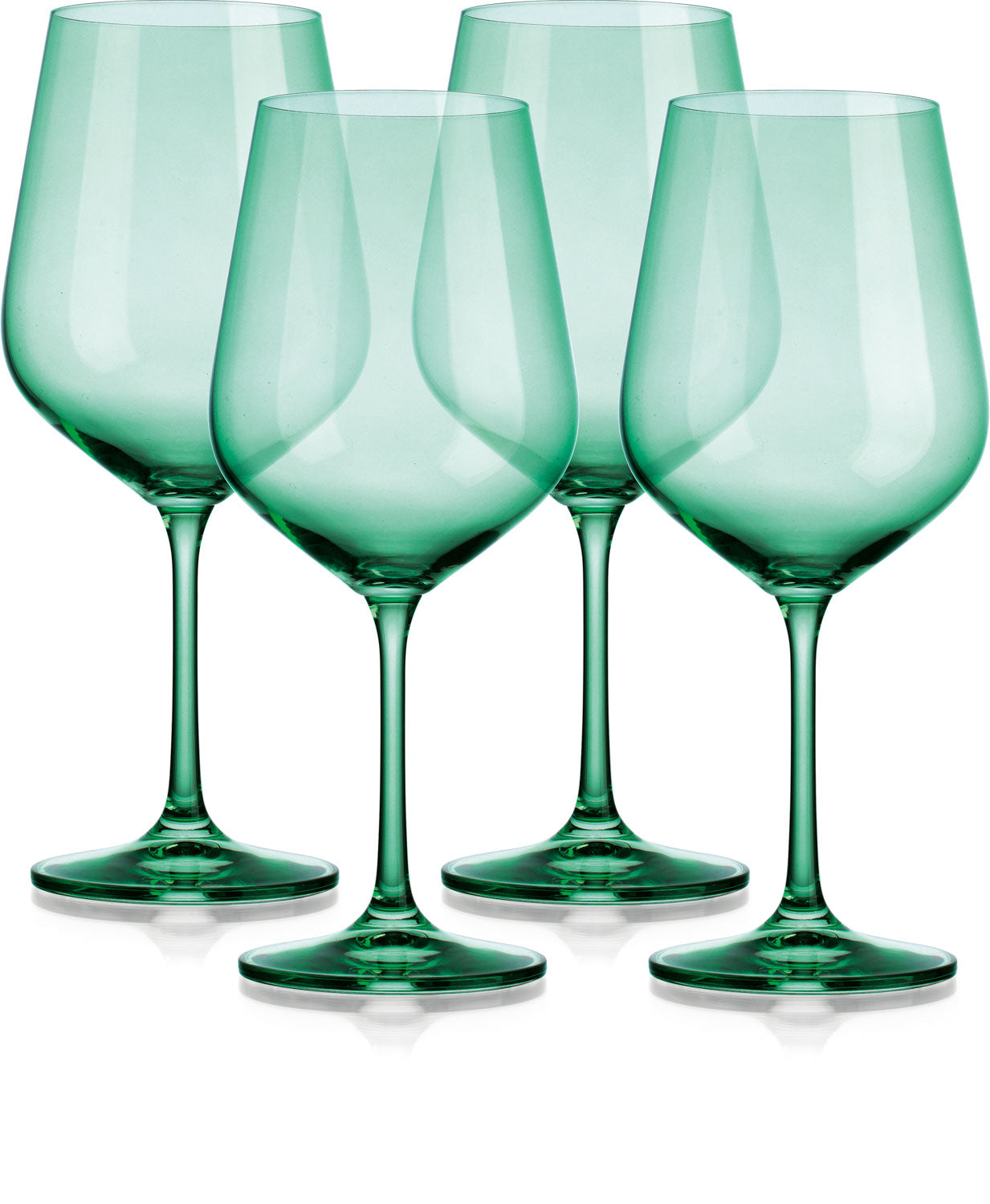 Set of Four Green Crystal Balloon Bowl Stemmed Red Wine Glass-1