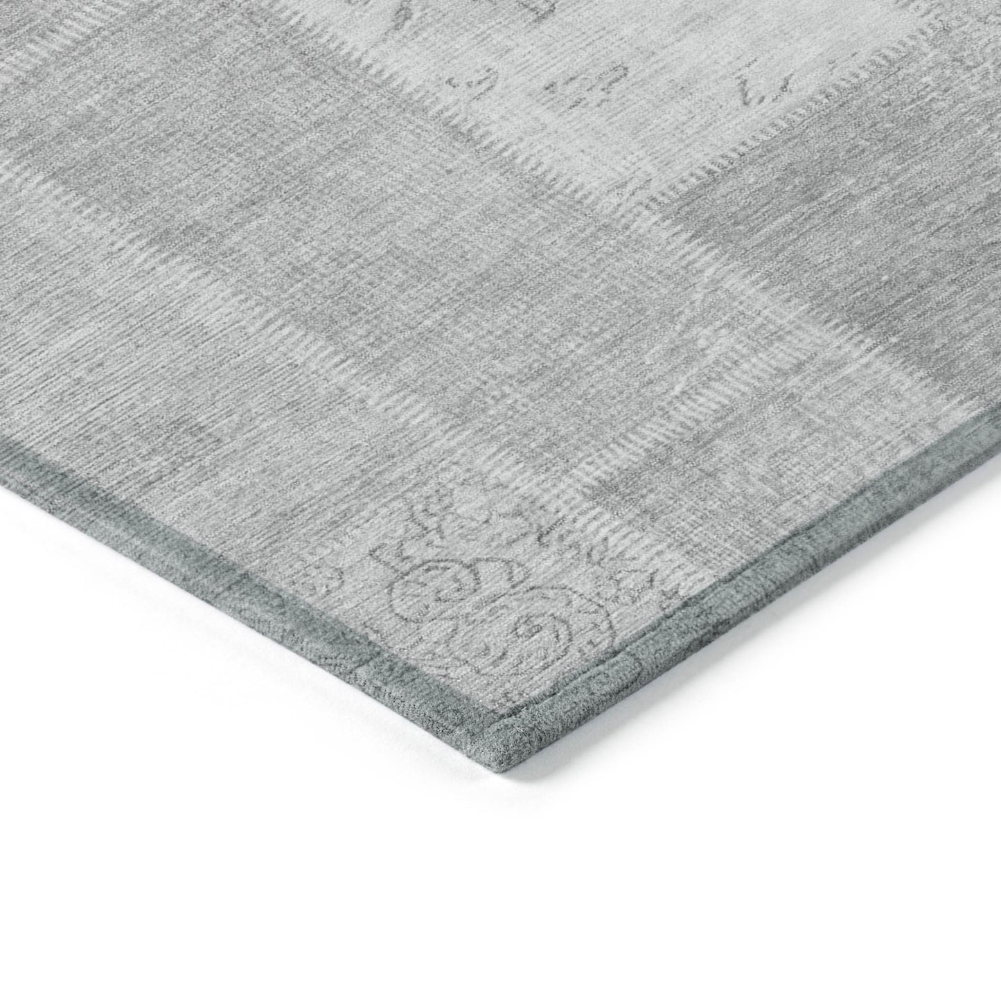 9' X 12' Silver Gray And Graphite Patchwork Washable Indoor Outdoor Area Rug-3