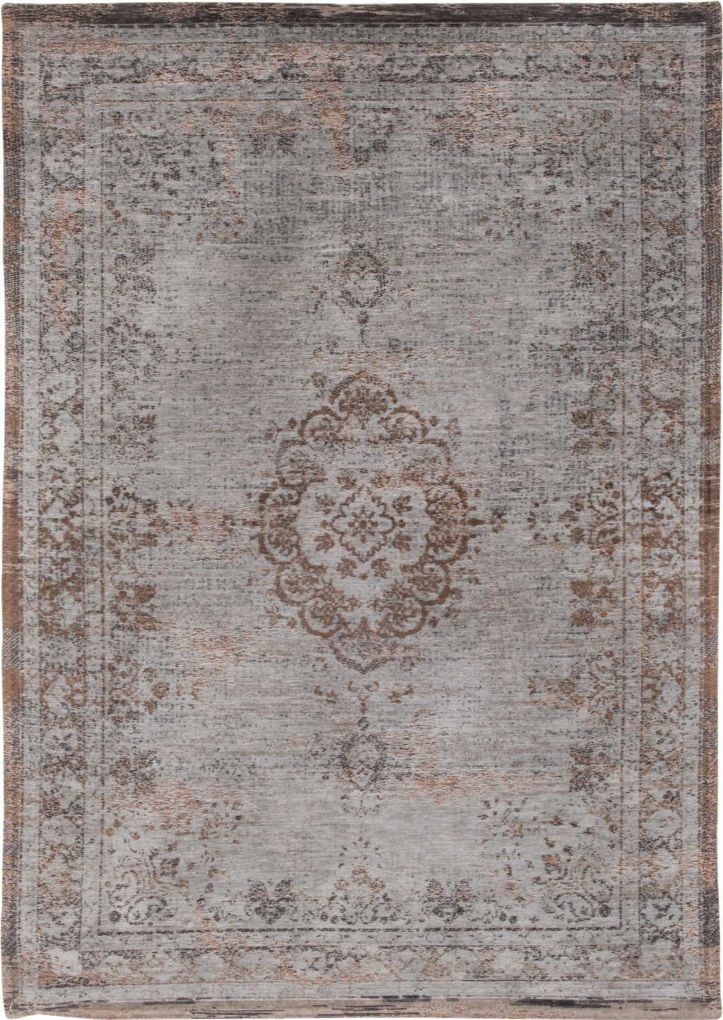 6' X 8' Gray and Beige Medallion Non Skid Area Rug-1