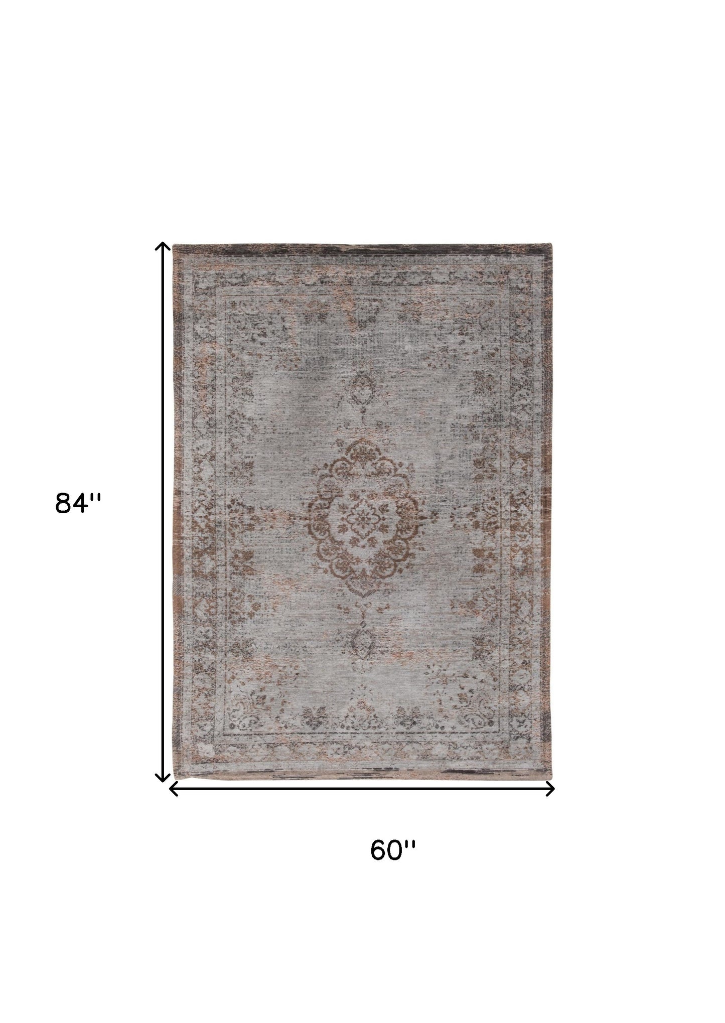 6' X 8' Gray and Beige Medallion Non Skid Area Rug-2